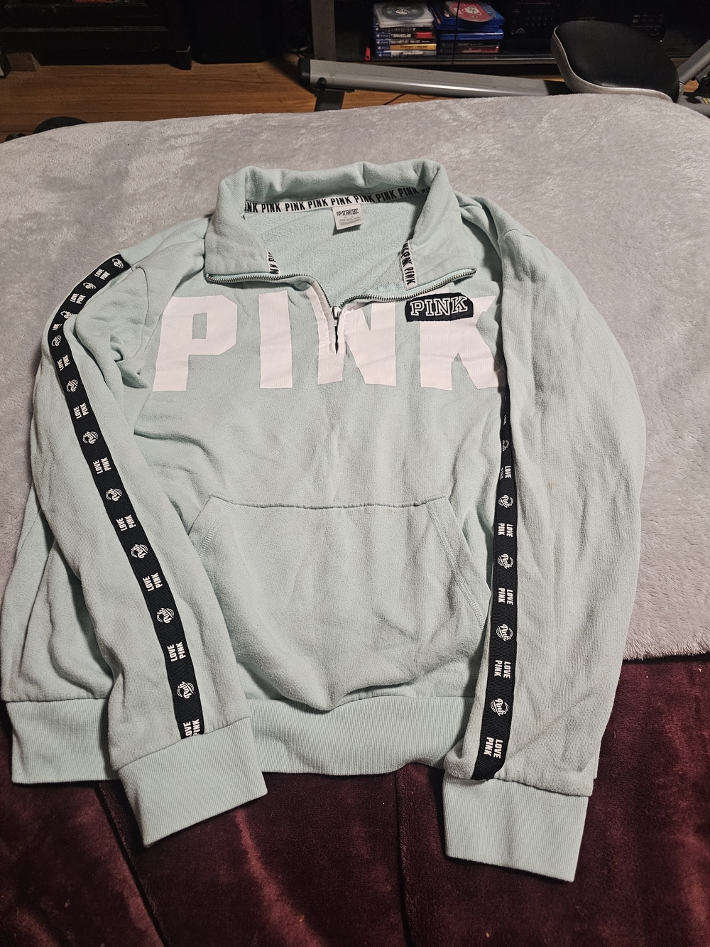 PINK Victoria's Secret Half-Zip Pullover Sweater in Light Mint